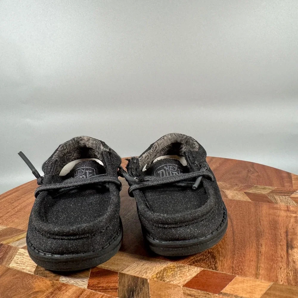Hey Dude Wally Toddler Basic Black Canvas Slip On Shoes Size US TD5 EU 21